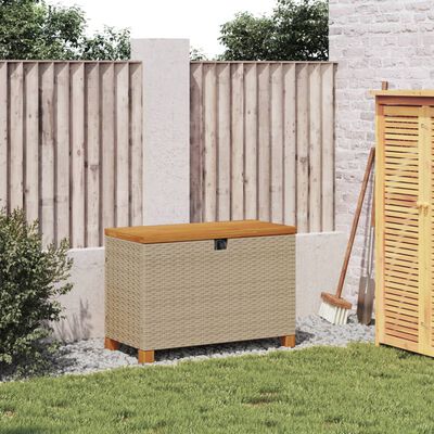 vidaXL Záhradný úložný box béžový 80x40x48 cm polyratan akáciové drevo