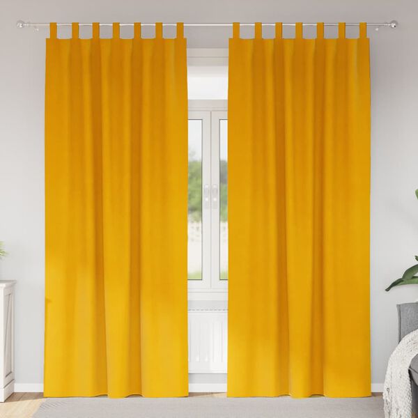 vidaXL Zatemňovacie z&aacute;vesy 2 pcs Horčicov&aacute; žlt&aacute; 140 x 260 cm Zamat