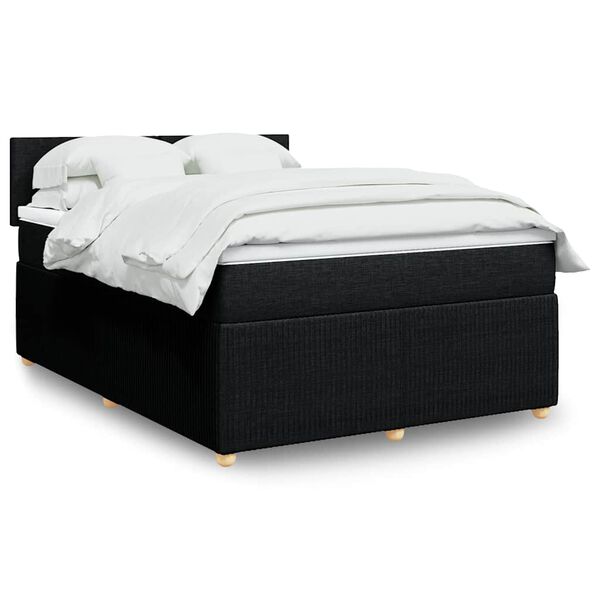 vidaXL Posteľn&yacute; r&aacute;m boxspring s matracom čierny 160x200 cm l&aacute;tka