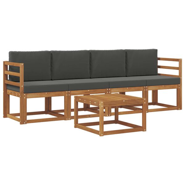 vidaXL Z&aacute;hradn&aacute; s&uacute;prava gaučov s vank&uacute;&scaron;om 5 pcs Pr&iacute;rodn&aacute; a antracitov&aacute;