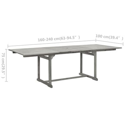 vidaXL Záhradný jedálenský stôl (160-240)x100x75 cm akáciové drevo