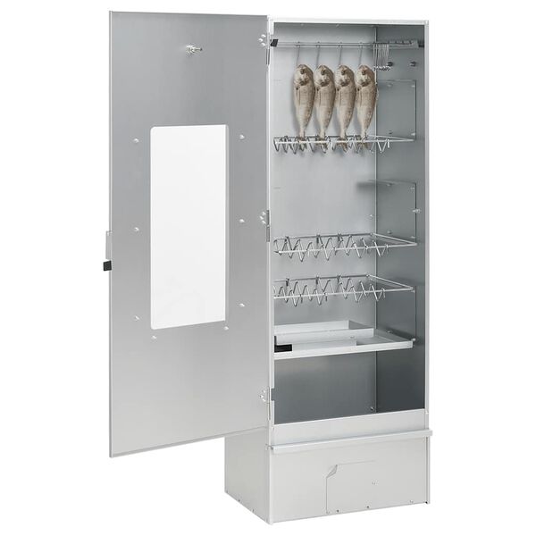 vidaXL Grilovacia udiareň so &scaron;tiepkou 44,5x29x110cm pozinkovan&aacute; oceľ