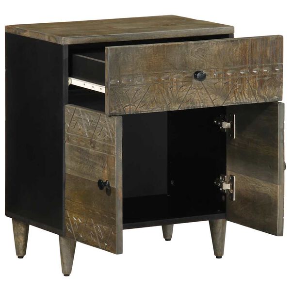 vidaXL Nočn&aacute; skrinka Svetlosiv&aacute; 50x33x60 cm Mas&iacute;vne drevo Mango