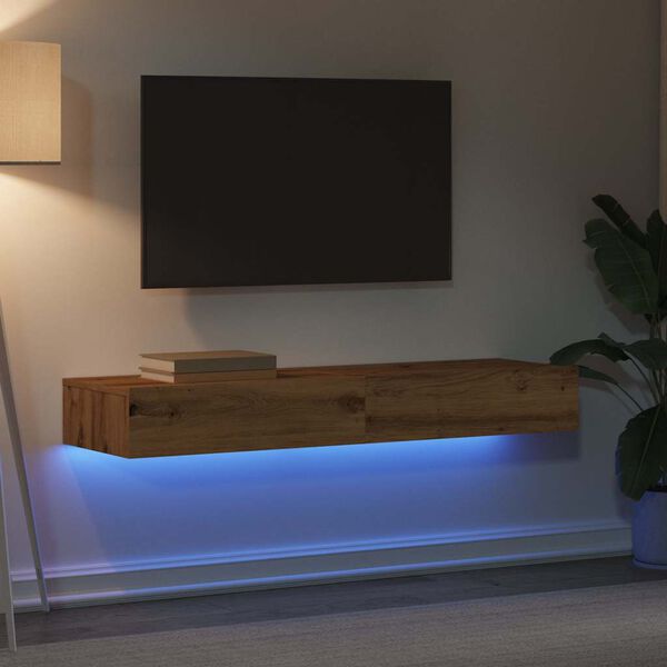vidaXL TV skrinka s LED svetlami 2 ks dub artisan 60x35x15,5 cm