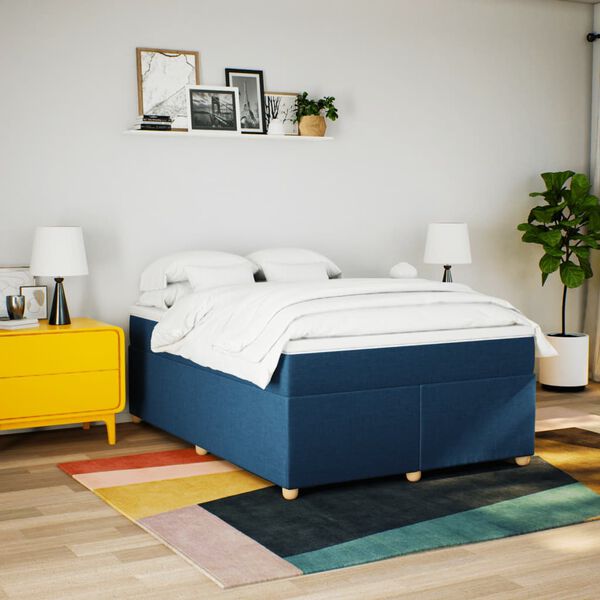 vidaXL Boxspring posteľ s matracom modr&yacute; 140x190 cm l&aacute;tka