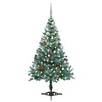 vidaXL Mrazom pokrytý osvetlený vianočný stromček+gule a šišky 150 cm
