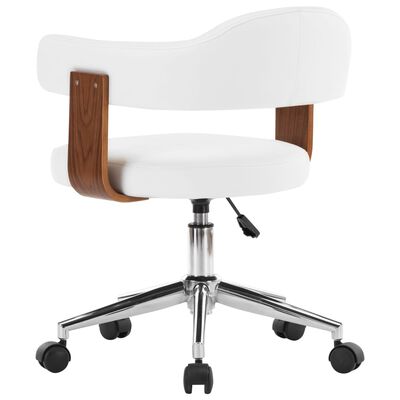 vidaXL Otočné jedálenské stoličky 6ks biele ohýbané drevo a umelá koža