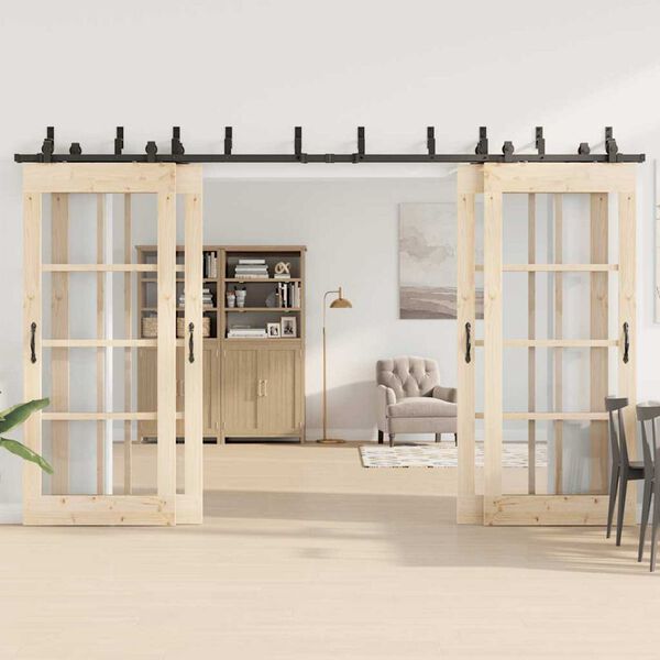 vidaXL Kovanie na posuvn&eacute; dvere čierne 366 cm oceľov&eacute;