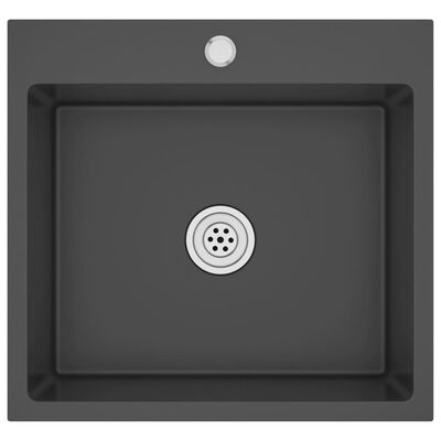 vidaXL Ručne vyrobený kuchynský drez, čierny, nehrdzavejúca oceľ