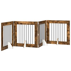 vidaXL Skladacia psia br&aacute;na so stojanmi 4 ks Dymov&yacute; dub 321 cm