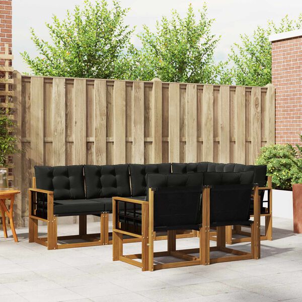 vidaXL Z&aacute;hradn&aacute; s&uacute;prava gaučov s vank&uacute;&scaron;om 7 pcs Pr&iacute;rodn&aacute; a čierna