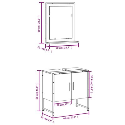 vidaXL 2-dielna sada kúpeľňových skriniek sivá sonoma kompozitné drevo