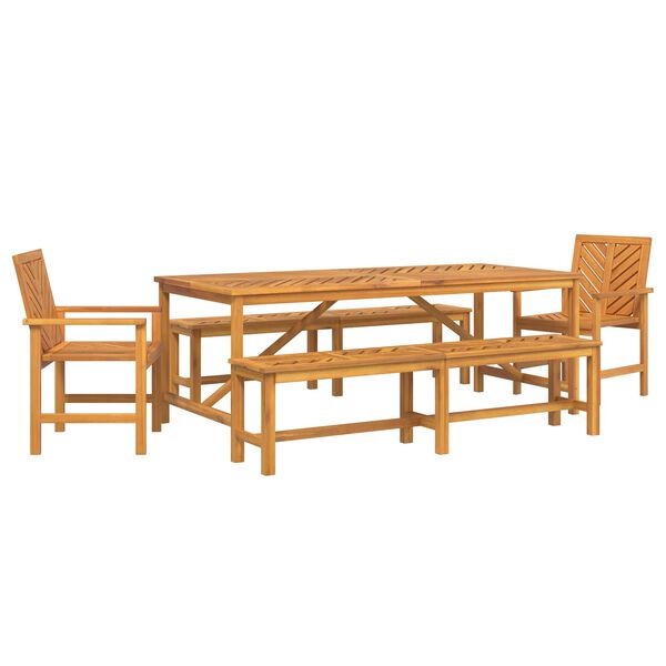 vidaXL Z&aacute;hradn&yacute; jed&aacute;lensk&yacute; set 5 pcs Hned&aacute; Pevn&eacute; ak&aacute;ciov&eacute; drevo