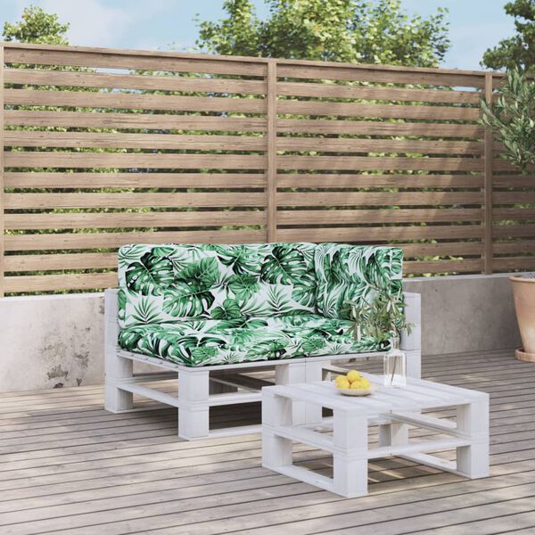 vidaXL Podložky na paletov&yacute; n&aacute;bytok 3 ks, vzor s listami, l&aacute;tka