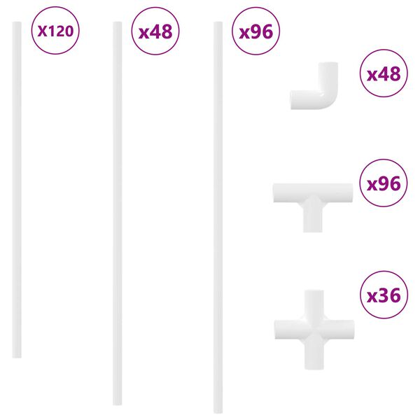 vidaXL PVC r&uacute;rka 12 pcs Biela 12,2 x 1,8 x 500 mm PP a PE