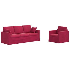 vidaXL Sada pohoviek 2 pcs V&iacute;no červen&eacute; 198 x 78 x 80 cm Zamat