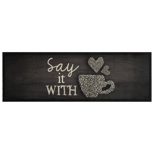 vidaXL Kuchynsk&yacute; koberec, prateľn&yacute;, &Scaron;&aacute;lka, čierny 60x180 cm, zamat