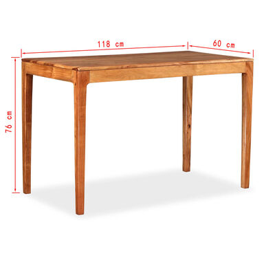 vidaXL Jedálenský stôl, drevený masív 118x60x76 cm