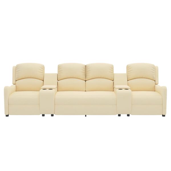 vidaXL 4-miestne sklápacie masážne kreslo+držiaky na poháre, krémové