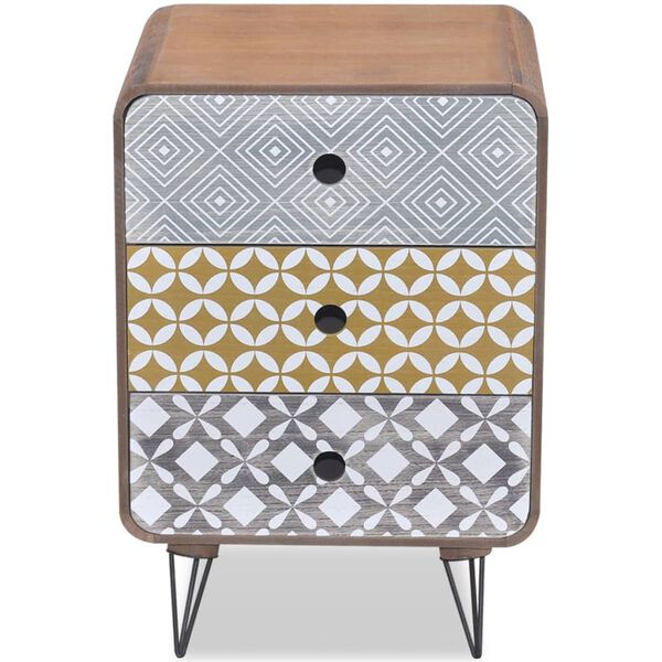 vidaXL Príručná skrinka s 3 zásuvkami, hnedá