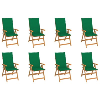 vidaXL Sklápacie záhradné stoličky s podložkami 8 ks tíkový masív
