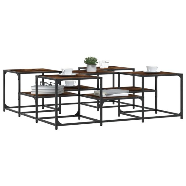 vidaXL Konferenčn&yacute; stol&iacute;k dymov&yacute; dub 121x121x40 cm kompozitn&eacute; drevo