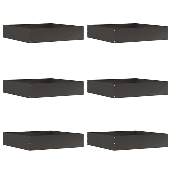 vidaXL Obrubn&iacute;k tr&aacute;vnika 6 pcs Čierna 60 x 60 x 13 cm Oceľ