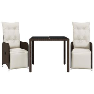 vidaXL 3-dielna z&aacute;hradn&aacute; bistro s&uacute;prava s vank&uacute;&scaron;mi hned&aacute; polyratanov&aacute;