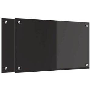 vidaXL Kuchynsk&yacute; obklad 2 ks Čierna 70 x 40 cm tvrden&eacute; sklo