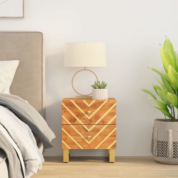 vidaXL Nočn&yacute; stol&iacute;k hnedo-čierny mas&iacute;vne mango