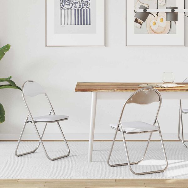 vidaXL Skladacia stolička 2 pcs Biela a &scaron;ed&aacute; 48 x 43,5 x 81 cm