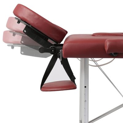 Červený skladací masážny stôl, 2 zóny, hliníkový rám
