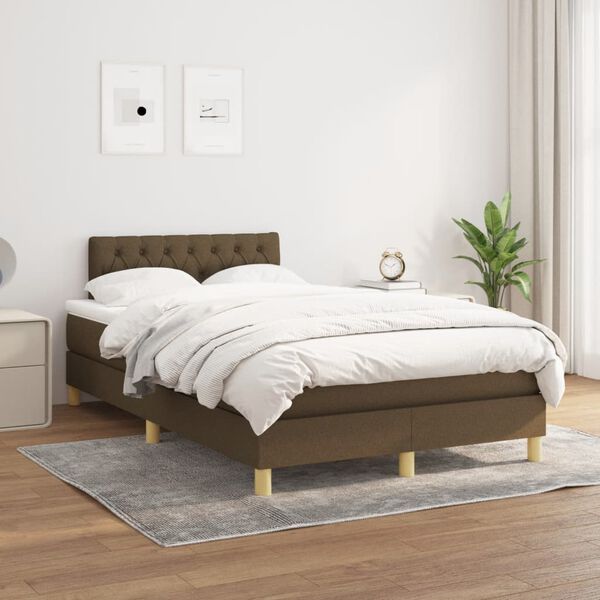 vidaXL Boxspring posteľ s matracom tmavohned&aacute; 120x190 cm l&aacute;tka