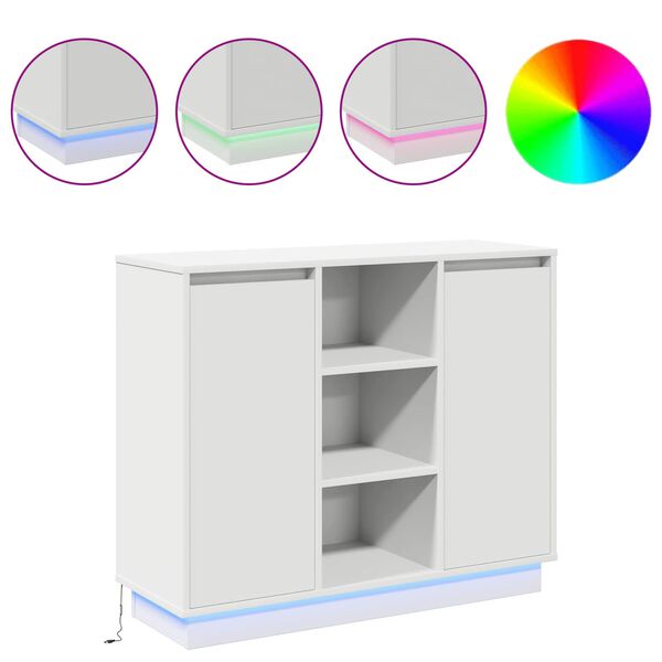 vidaXL LED komoda Biela 90 x 32 x 75 cm Kompozitn&eacute; drevo