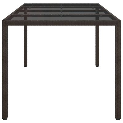 vidaXL Záhradný stôl hnedý 190x90x75 cm tvrdené sklo a polyratan