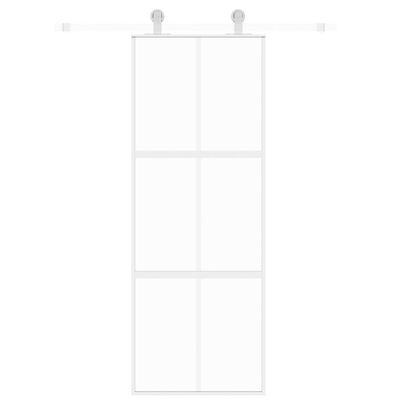vidaXL Posuvné dvere biele 76x205 cm tvrdené sklo a hliník