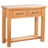 vidaXL Konzolov&yacute; stol&iacute;k s 2 z&aacute;suvkami 83x30x73 cm, dubov&yacute; mas&iacute;v