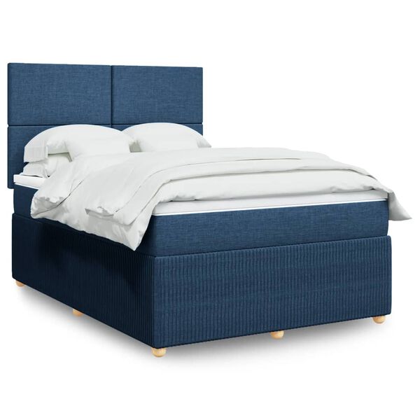 vidaXL Posteľn&yacute; r&aacute;m boxspring s matracom modr&yacute; 160x200 cm l&aacute;tka
