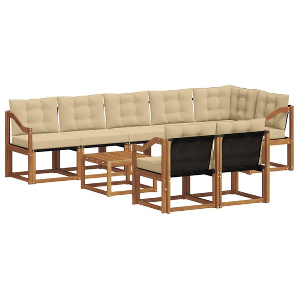 vidaXL Z&aacute;hradn&aacute; s&uacute;prava gaučov s vank&uacute;&scaron;om 9 pcs Pr&iacute;rodn&aacute; a b&eacute;žov&aacute;