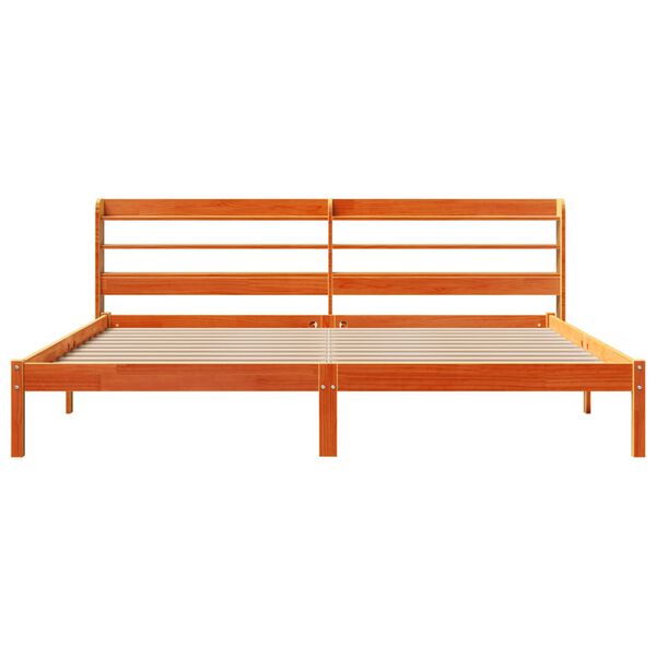 vidaXL Posteľný rám s čelom voskovo hnedý 180x200 cm borovicový masív