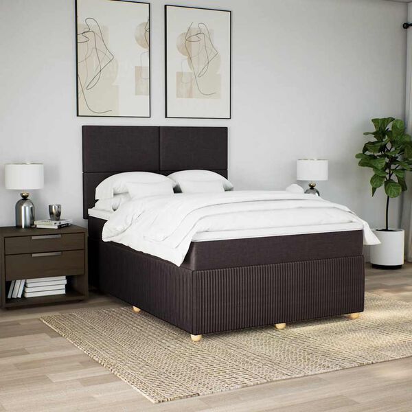 vidaXL Boxspring posteľ s matracom tmavohned&aacute; 140x190 cm l&aacute;tka