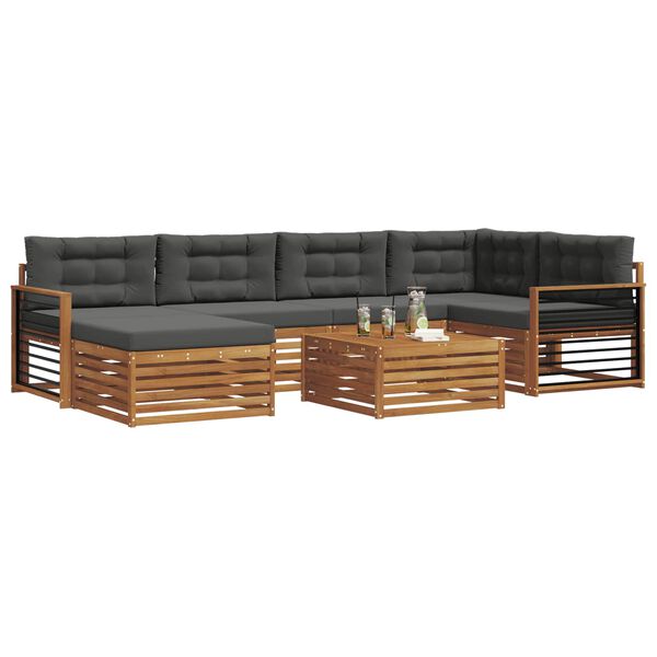 vidaXL Z&aacute;hradn&aacute; s&uacute;prava gaučov s vank&uacute;&scaron;om 7 pcs Pr&iacute;rodn&aacute; a antracitov&aacute;
