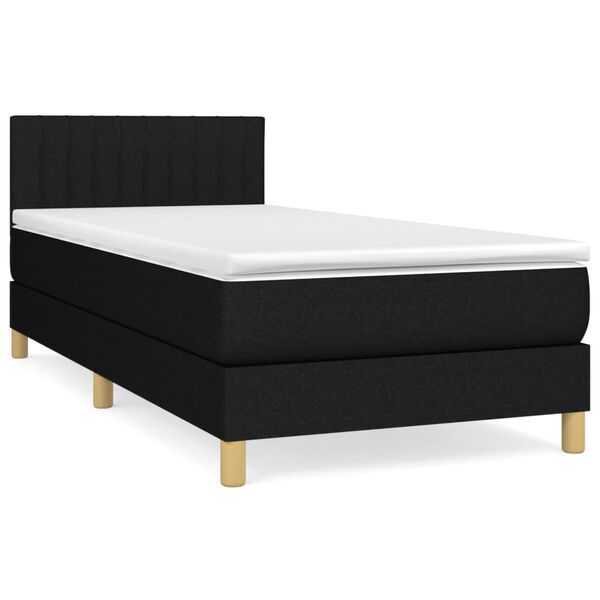 vidaXL Posteľn&yacute; r&aacute;m boxspring s matracom čierny 90x190 cm l&aacute;tka
