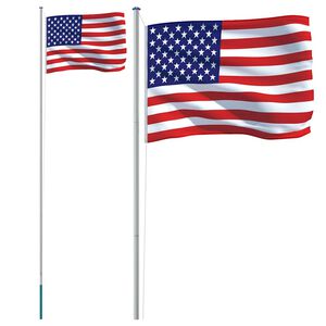 vidaXL Vlajka USA a tyč 6,08 m hlin&iacute;k