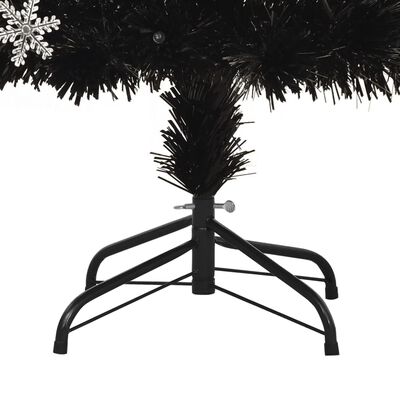 vidaXL Vianočný stromček s LED vločkami čierny 240 cm optické vlákno