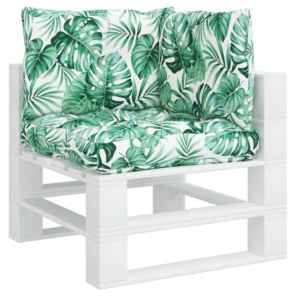 vidaXL Podložky na paletov&yacute; n&aacute;bytok 3 ks, vzor s listami, l&aacute;tka