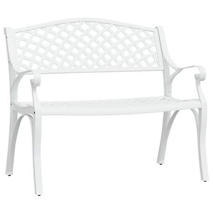 vidaXL Z&aacute;hradn&aacute; lavička 102 cm odlievan&yacute; hlin&iacute;k biela