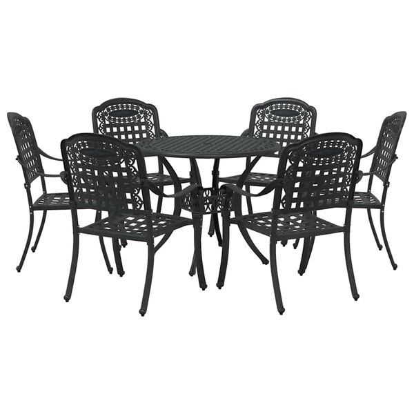 vidaXL Z&aacute;hradn&yacute; jed&aacute;lensk&yacute; set 7 pcs Čierna 90 x 90 x 75 cm