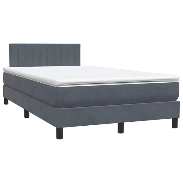 vidaXL Posteľn&yacute; r&aacute;m boxspring s matracom tmavosiv&yacute; 120x220 cm zamat