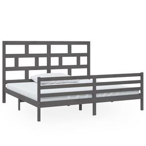 vidaXL Posteľn&yacute; r&aacute;m siv&yacute; borovicov&yacute; mas&iacute;v 200x200 cm